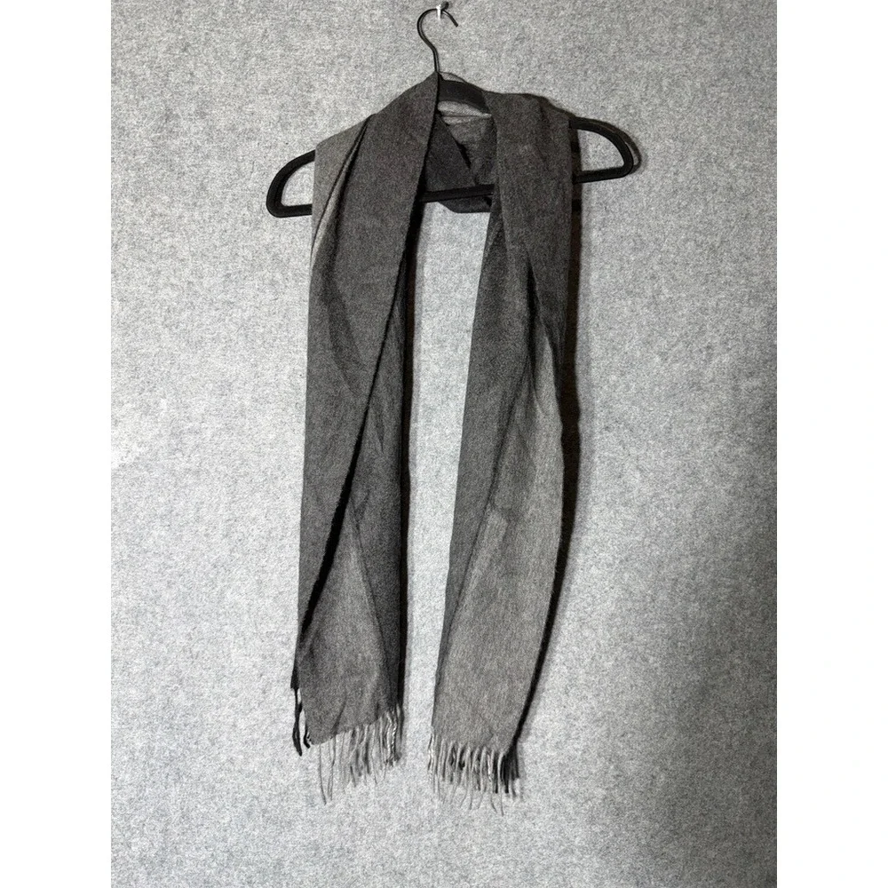 John W. Nordstrom Mens 100% Cashmere Scarf Gray Charcoal Colorblock Fringed